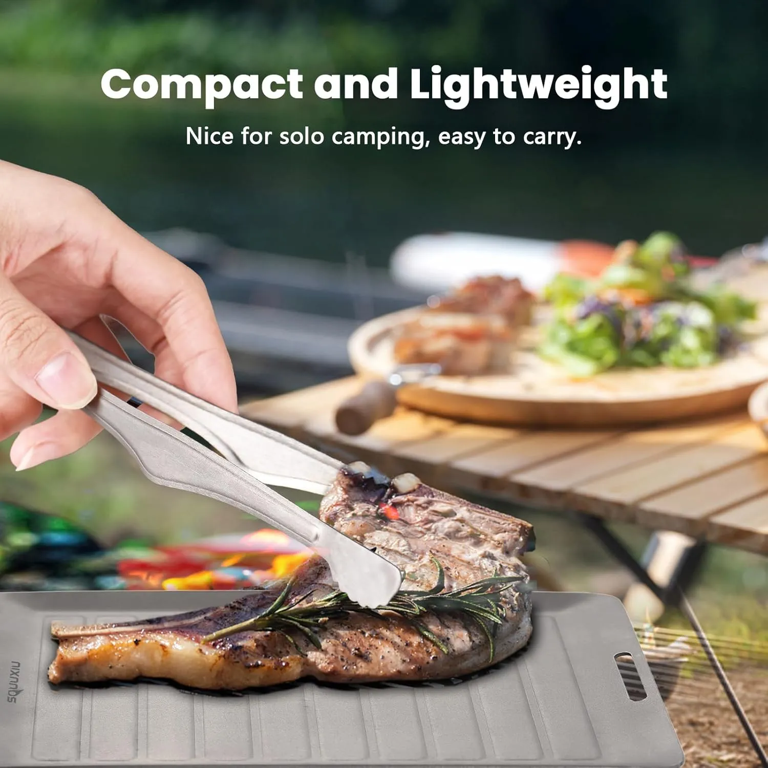 Ti Camping Grill Pan Set, Portable Outdoor BBQ Tools Camping Cooking Equipment Lightweight Cookware Great for 1 Person