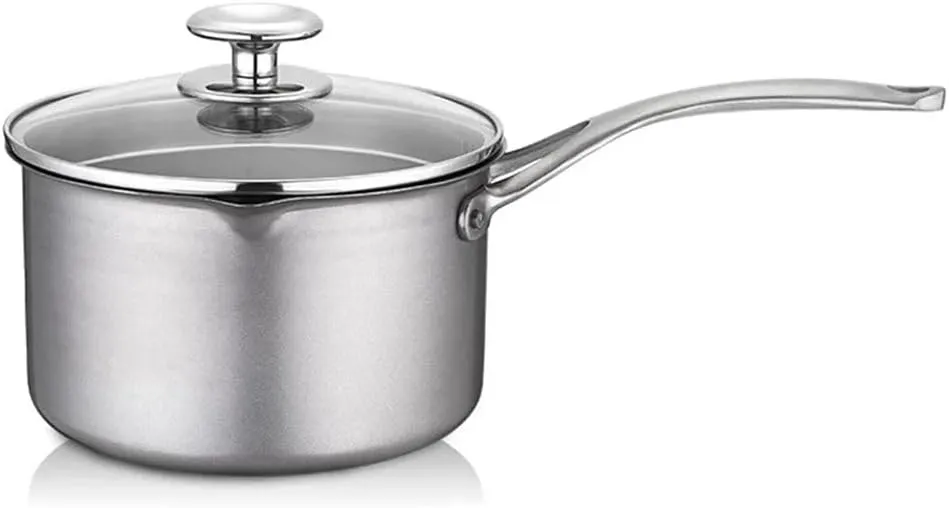 Titanium Pot, 18CM Pure Titanium Pot Milk Pot with Glass Lid Portable Noodle Pot Camping Cooking Wok Kitchen Cookware,