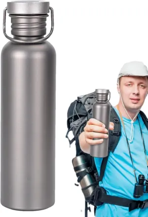 Titanium Sports Bottle - Lightweight Leak-Proof Hydration Drinkware, Premium Titanium for Cycling Hiking Camping Travelling Outdoor Activities, 3 Sizes