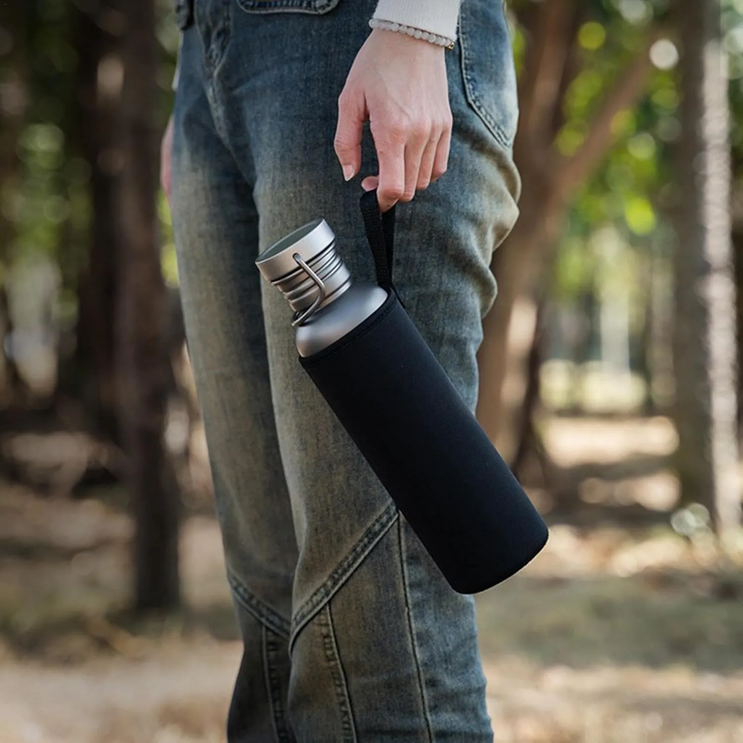 Titanium Sports Bottle - Lightweight Leak-Proof Hydration Drinkware, Premium Titanium for Cycling Hiking Camping Travelling Outdoor Activities, 3 Sizes