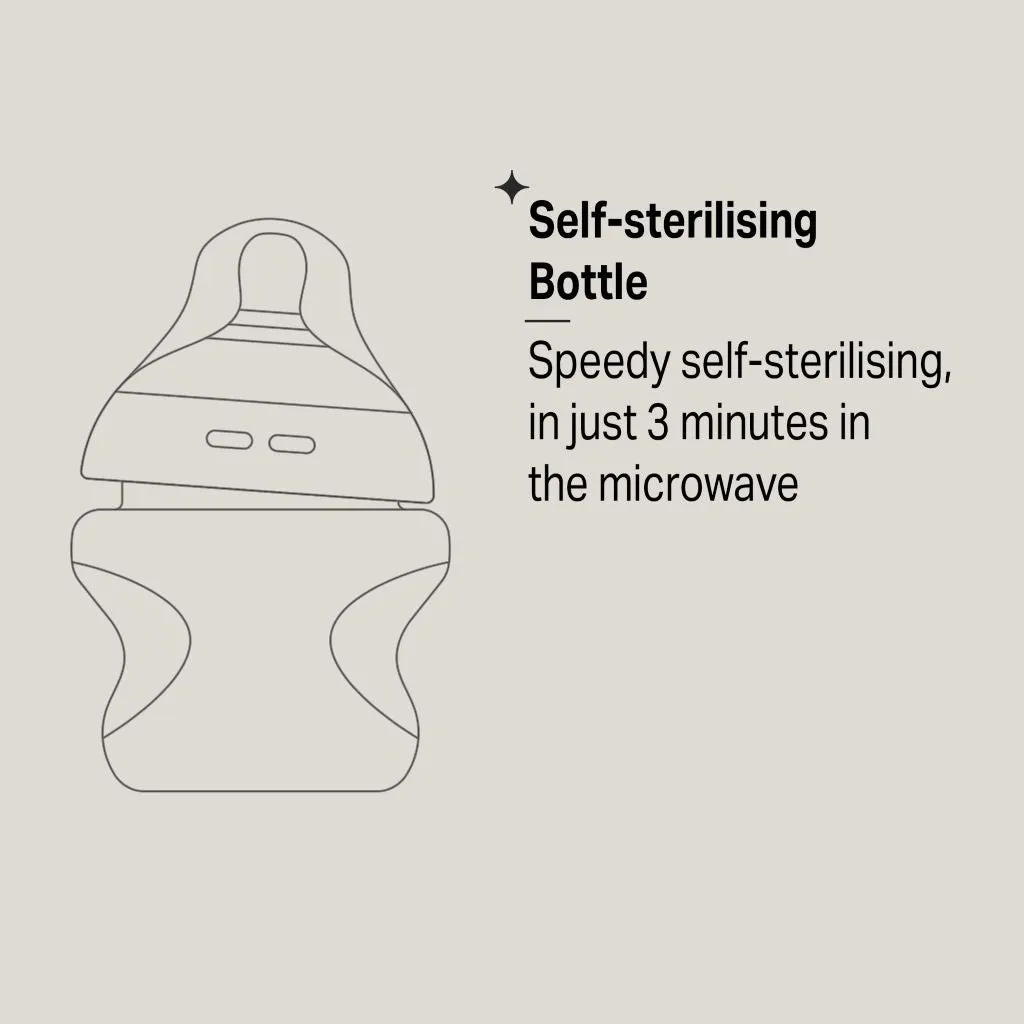 TOMMEE TIPPEE NATURAL START 150ML SELF-STERILISING BOTTLES- 2 PACK
