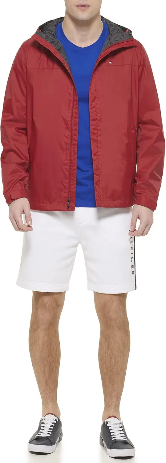Tommy Hilfiger Men's Lightweight Breathable Waterproof Hooded Rain Jacket