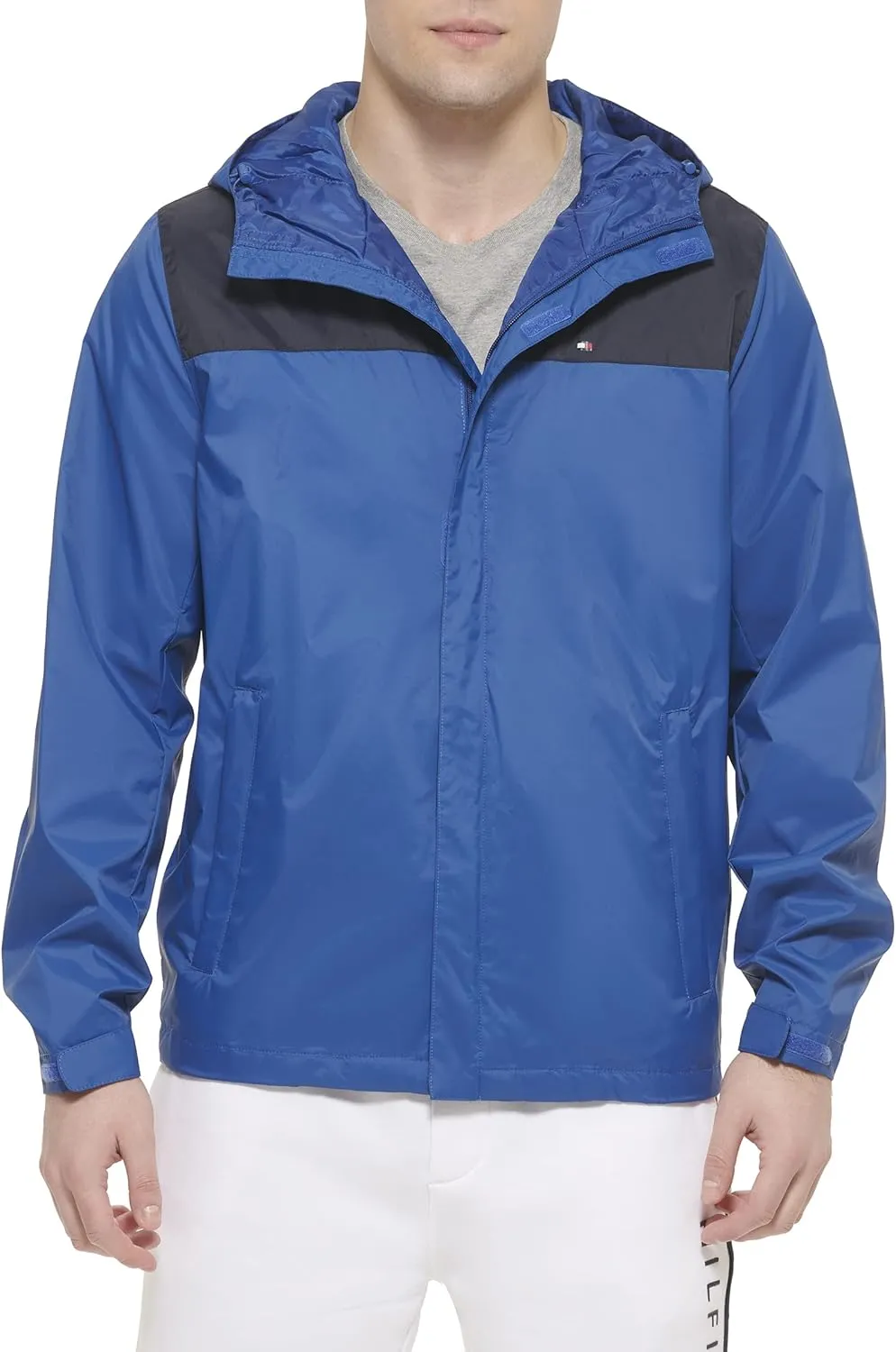 Tommy Hilfiger Men's Lightweight Breathable Waterproof Hooded Rain Jacket