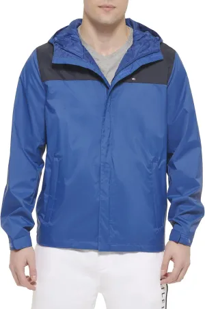 Tommy Hilfiger Men's Lightweight Breathable Waterproof Hooded Rain Jacket