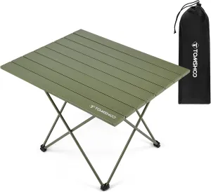 TOMSHOO Camping Table Folding Portable Beach Table with Carry Bag Aluminum Lightweight Foldable Table for Outdoor Hiking Picnics BBQ (Green, Large)