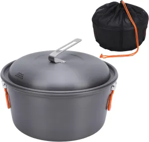 Topyond Camping Cookware Kit 5L Large Capacity Portable Camping Pot for BBQ, Boiling, Steaming, Stainless Steel & Aluminum Alloy Outdoor Cooking Pot for Camping, Picnics