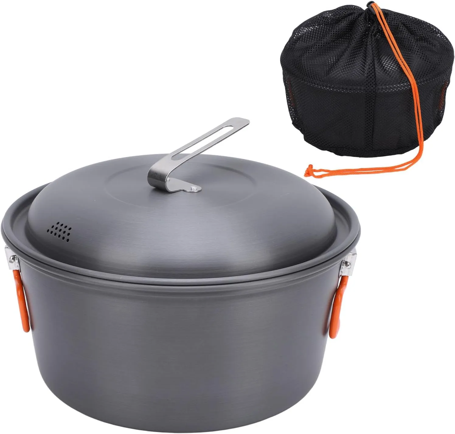 Topyond Camping Cookware Kit 5L Large Capacity Portable Camping Pot for BBQ, Boiling, Steaming, Stainless Steel & Aluminum Alloy Outdoor Cooking Pot for Camping, Picnics