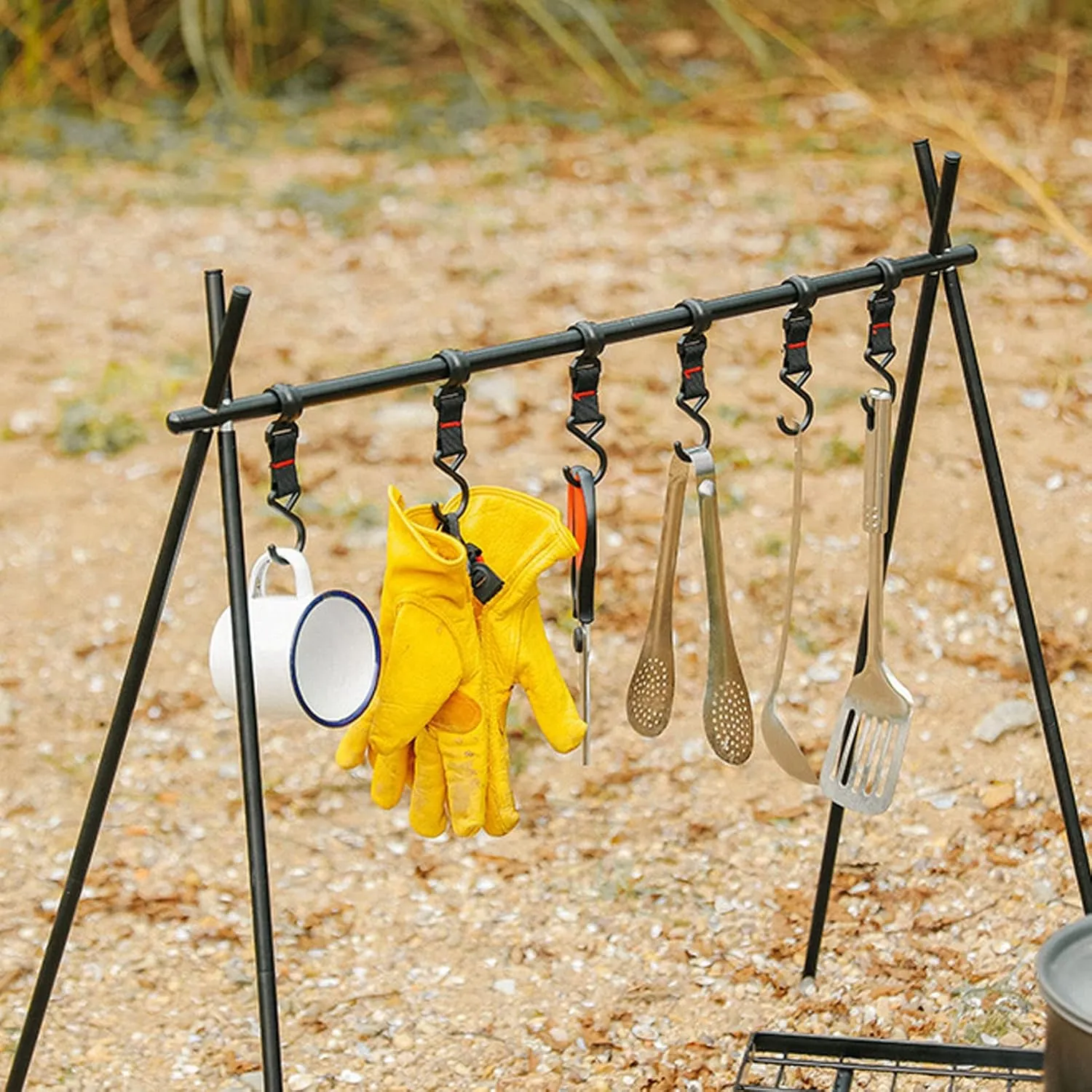 Topyond Camping Racks, Aluminum Alloy Folding Triangular Shelf, Organizer Stand Camping Storage Rack for Cookware and Outdoor Use