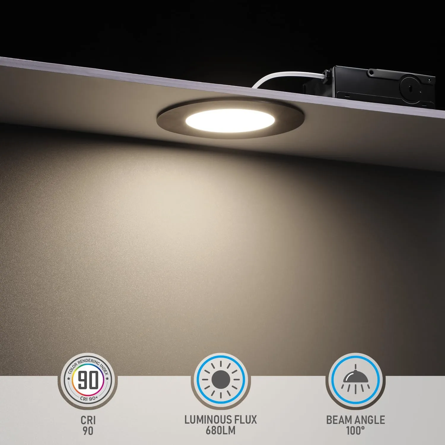 TORCHSTAR E-Lite Series 4 Inch Slim Recessed Lighting with J-Box, 10.5W Ultra-Thin LED Recessed Light, Dimmable Canless Downlight, ETL&ES Listed, CRI90, 4000K Cool White, Oil Rubbed Bronze, Pack of 6
