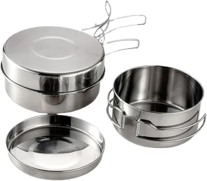 Totority 1 Set Outdoor Stainless Steel Pot Set Combined Cookware Camp Cookware Outdoor Camping Cookware Camping Oven Portable Utensil Kits Nonstick Backpacking Camping Mess Kit Pan Silver