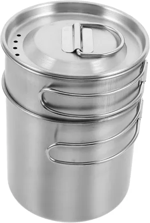 Totority 2pcs Stainless Steel Mugs Lids for Outdoor Camping Hiking Collapsible Leakproof Portable Thermal Cups