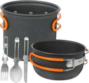 Toyvian Camping Pots and Pans Set Compact Metal Cookware Kit Perfect for Hiking Backpacking