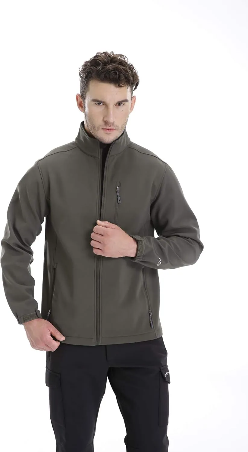 TRAILSIDE SUPPLY CO. Men's Softshell Jacket Fleece Lined Windbreaker,Lightweight Water Resistant Winter Coat