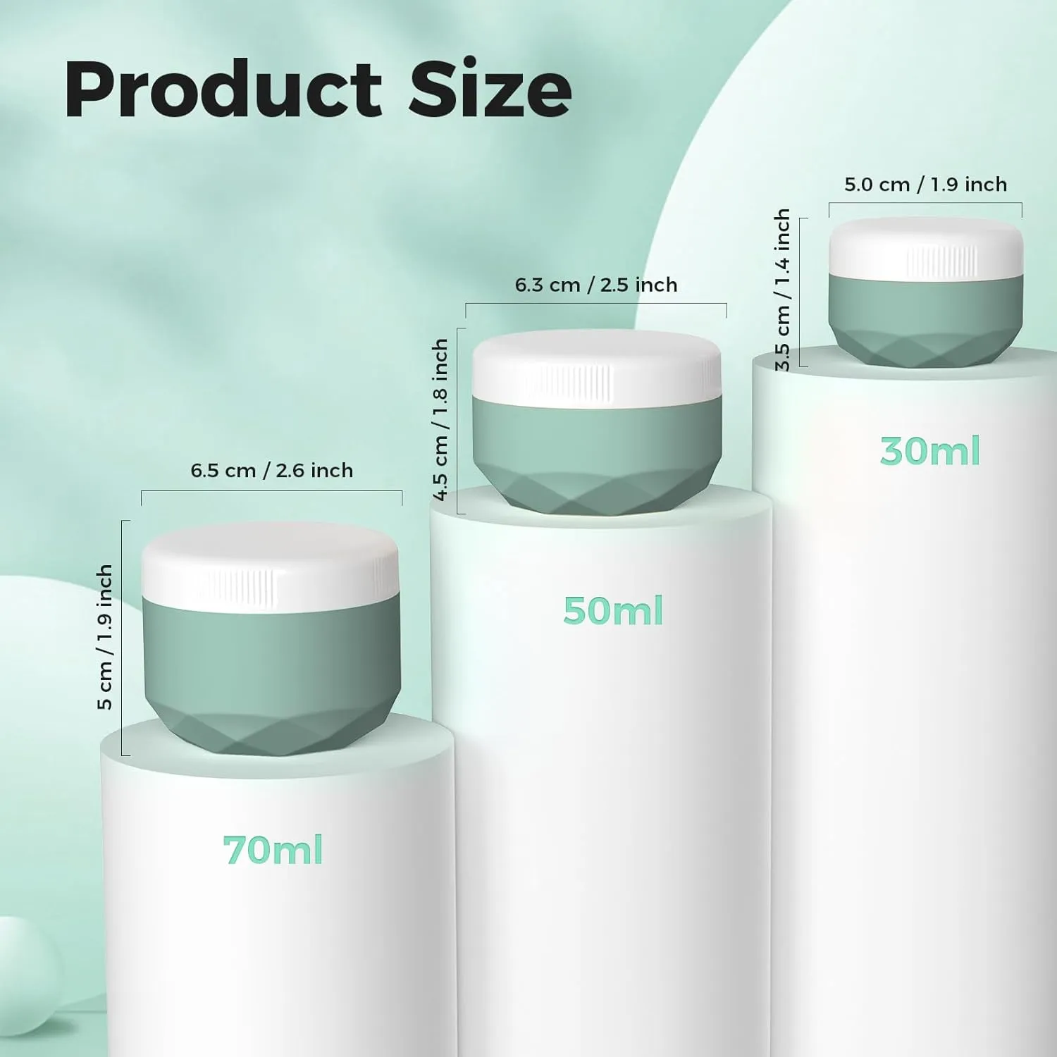 Travel Containers for Toiletries, 4-Pack TSA Approved Silicone Jars (2.5oz) - BPA Free Leakproof Cosmetic Containers for Creams, Lotion, Skincare & Makeup with Bonus Waterproof Bag