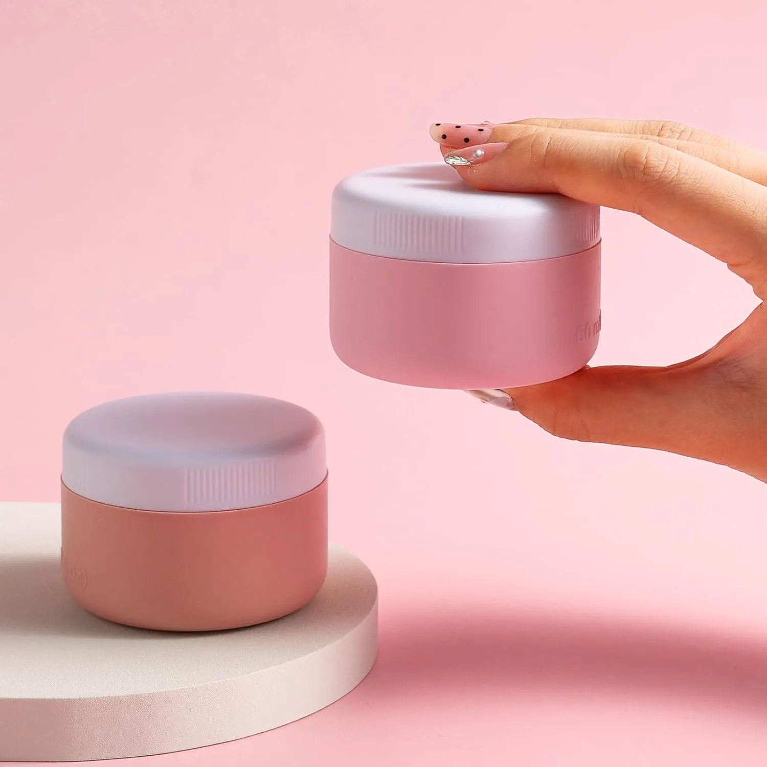 Travel Containers for Toiletries, Silicone Cream Jars BPA-Free, Leak-proof 2oz Travel Size Containers, Portable Size Silicone Jars with Lid for Cosmetic Face Hand Body Cream (4 Pack)
