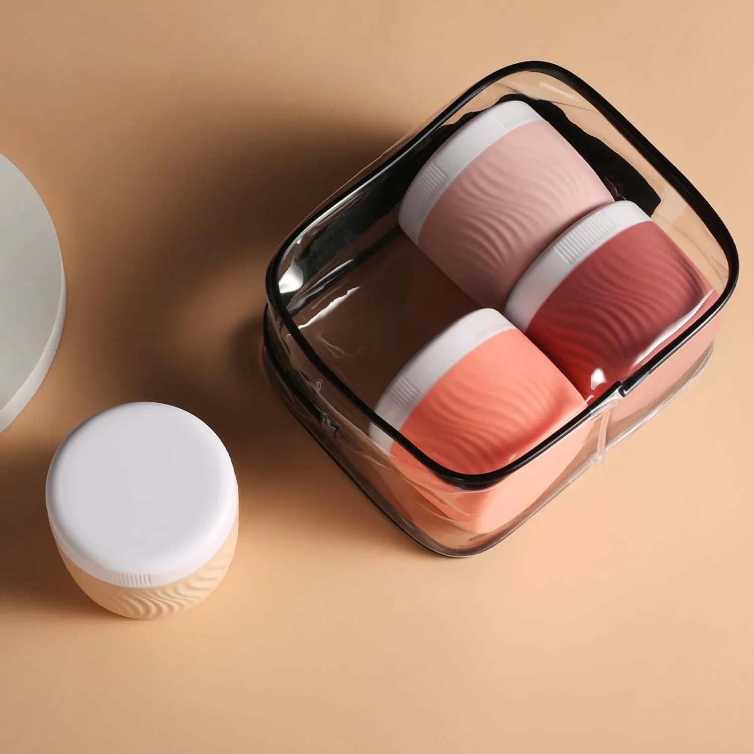 Travel Containers for Toiletries, Silicone Cream Jars BPA-Free, TSA Approved 3oz Travel Size Containers, Leak-proof Portable Size Silicone Jars with Lid for Face Hand Body Cream (4 Pack)