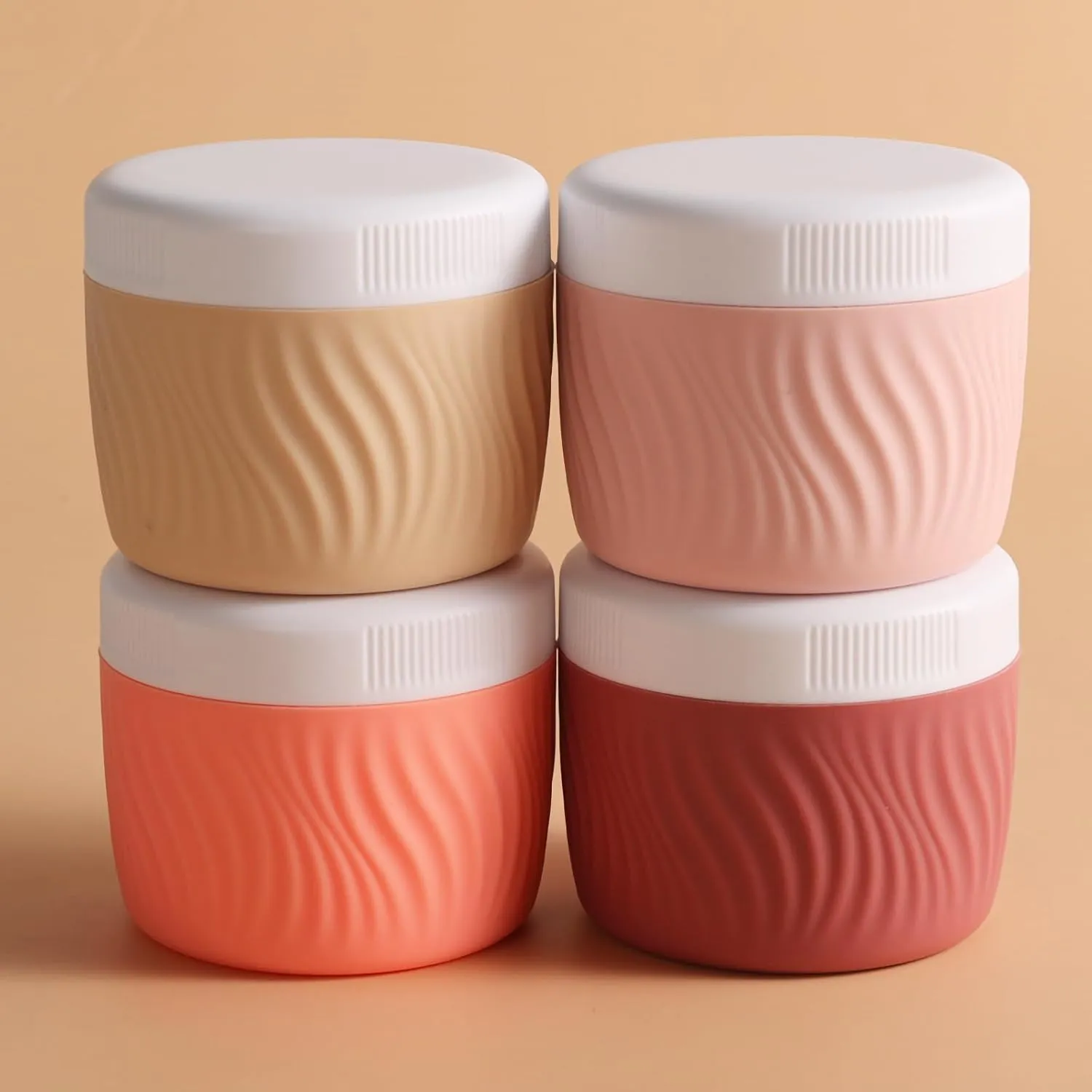 Travel Containers for Toiletries, Silicone Cream Jars BPA-Free, TSA Approved 3oz Travel Size Containers, Leak-proof Portable Size Silicone Jars with Lid for Face Hand Body Cream (4 Pack)