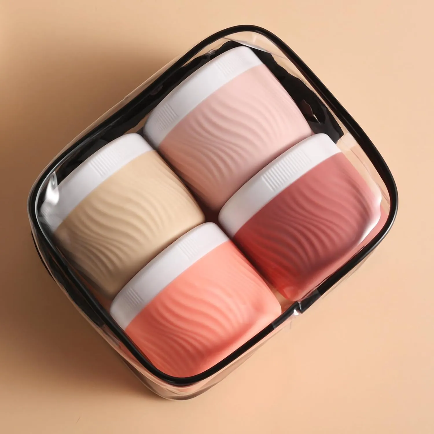 Travel Containers for Toiletries, Silicone Cream Jars BPA-Free, TSA Approved 3oz Travel Size Containers, Leak-proof Portable Size Silicone Jars with Lid for Face Hand Body Cream (4 Pack)