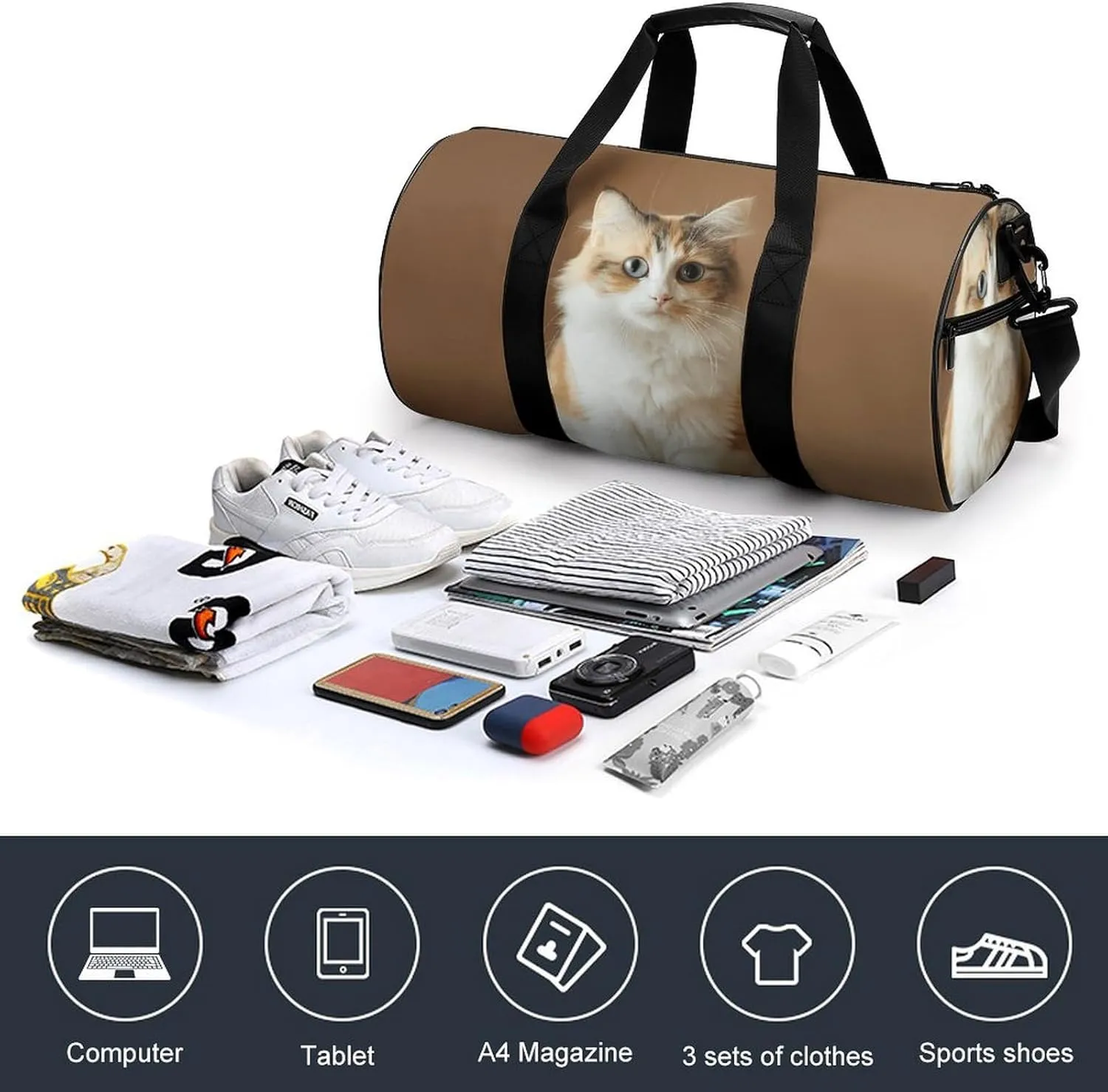 Travel Duffel Bag for Men And Women,Sit on The Table Waterproof Sports Fitness Bag Portable Travel Duffel Bag