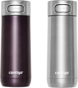 Travel Mug Luxe Vacuum Insulated Stainless Steel, 14 oz., Dark Plum and Stainless Steel 2 Pack, Large