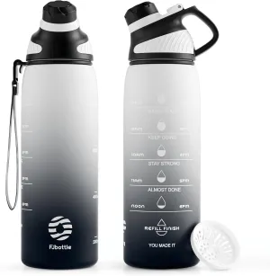 Tritan Plastic Water Bottle With Carry Strap, 34 oz BPA-Free Sports Water Bottle, with Magnetic Cap, Lightweight Leakproof Plastic Jug for Sports, Travel, School, Gym, Outdoor