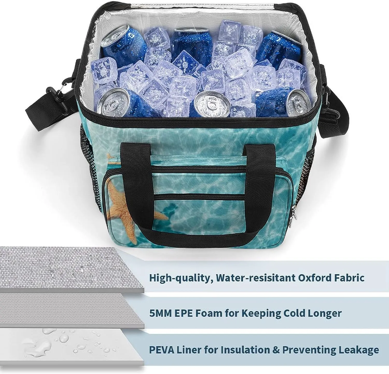 Tropical Leaf Butterfly 22.5L Insulated Camping Coolers Bag Drops Water Insect Large Leakproof Ice Chest for Beach Travel Picnic