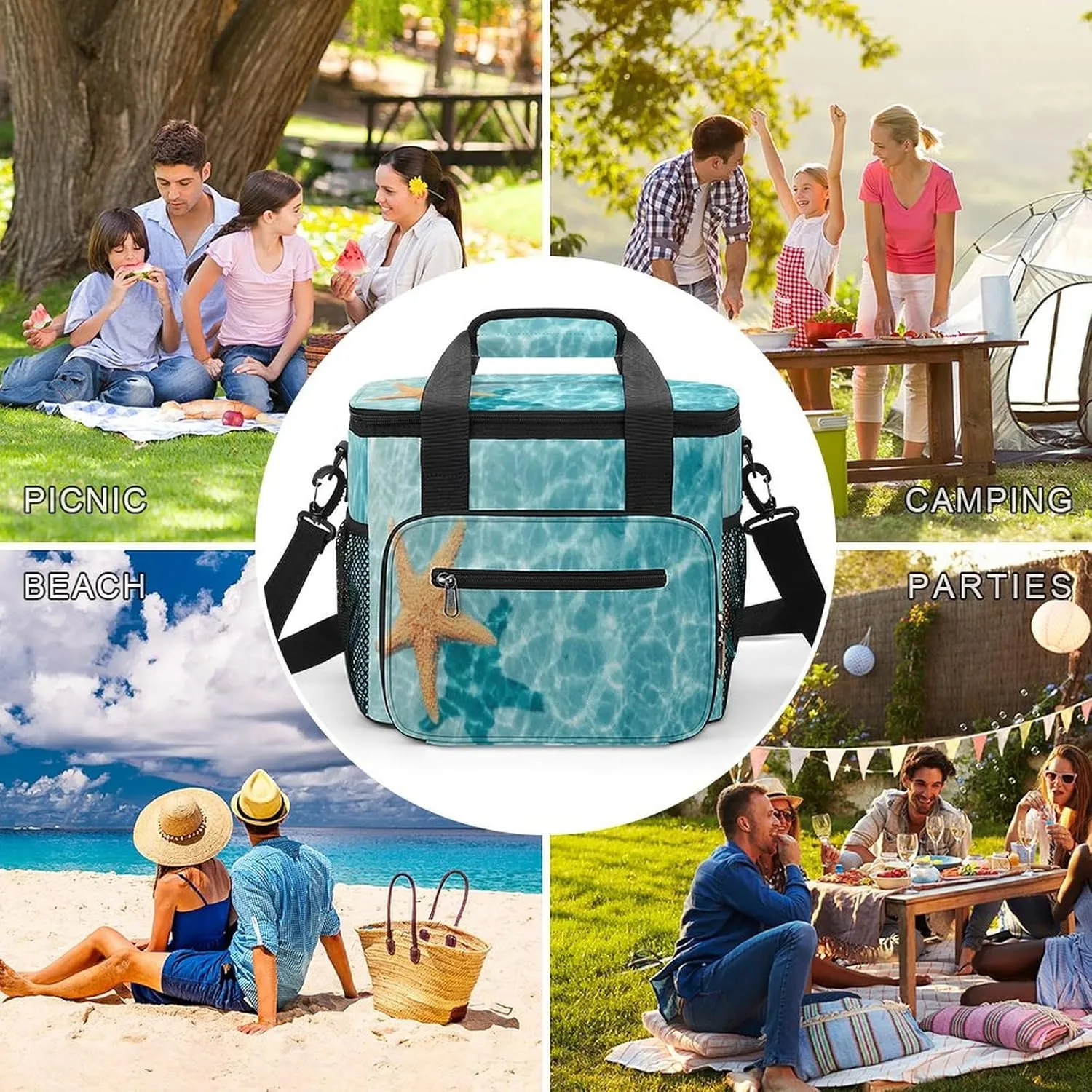 Tropical Leaf Butterfly 22.5L Insulated Camping Coolers Bag Drops Water Insect Large Leakproof Ice Chest for Beach Travel Picnic