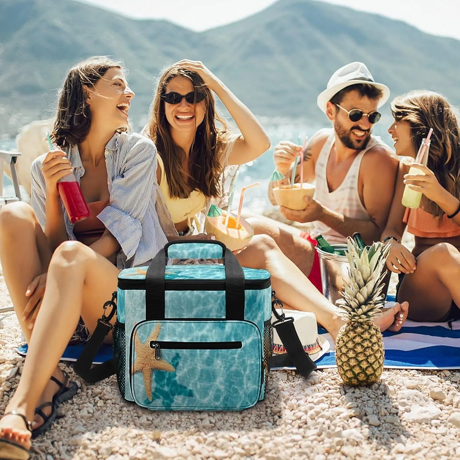 Tropical Leaf Butterfly 22.5L Insulated Camping Coolers Bag Drops Water Insect Large Leakproof Ice Chest for Beach Travel Picnic