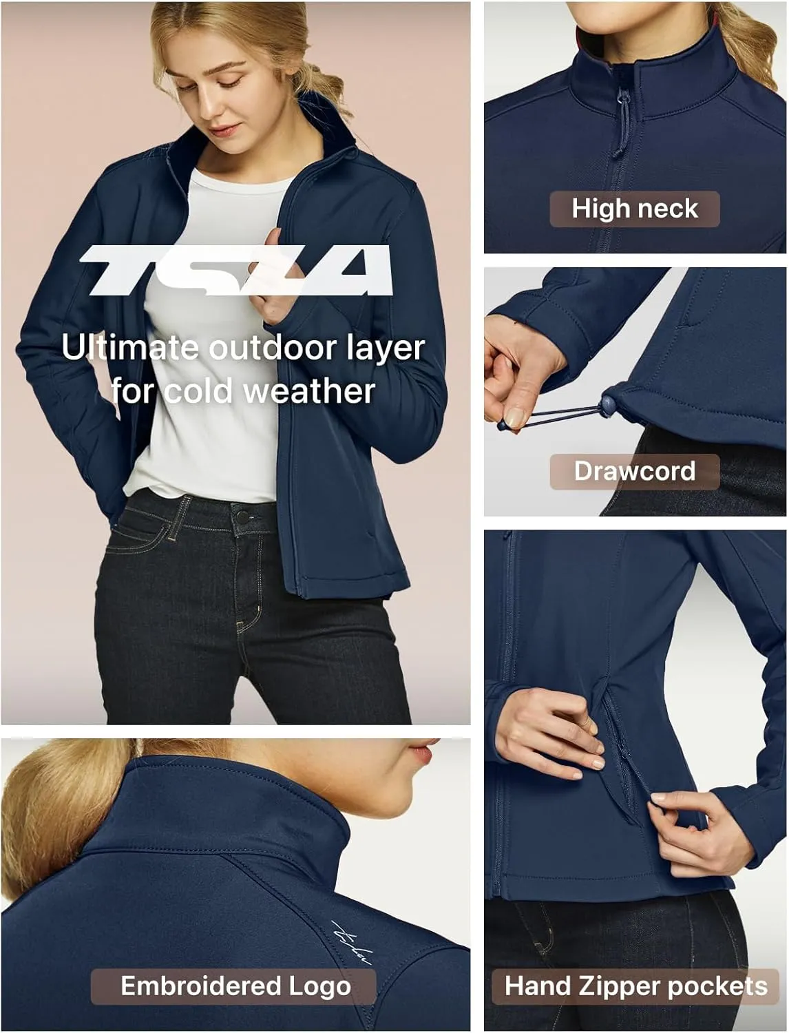 TSLA Women's Full-Zip Waterproof Softshell Jacket, Micro Fleece Jacket, Wind Proof Lightweight Jackets