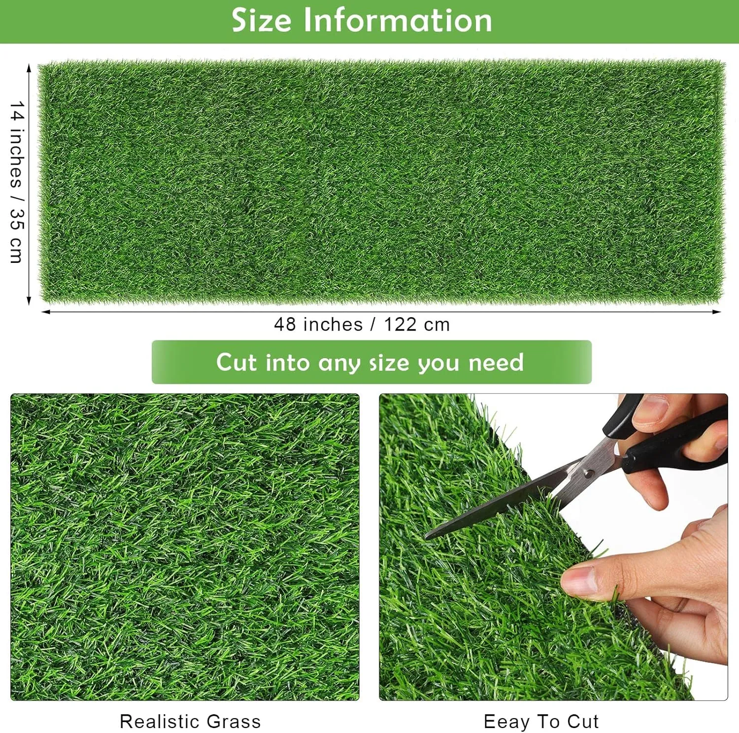 TURSTIN Artificial Grass Table Runners 14 x 48 Inch Green Grass Tabletop Synthetic Grass Carpet Rug Table Decorations for Spring Summer, Wedding, Birthday Party Decor