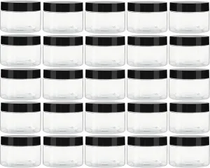 TUZAZO 4 Oz Plastic Container Jars with Lids BPA Free, 24 Pack Empty Round Clear Cosmetic Slime Jars for Lotion, Cream, Ointments, Body Butter, Makeup, Travel Storage