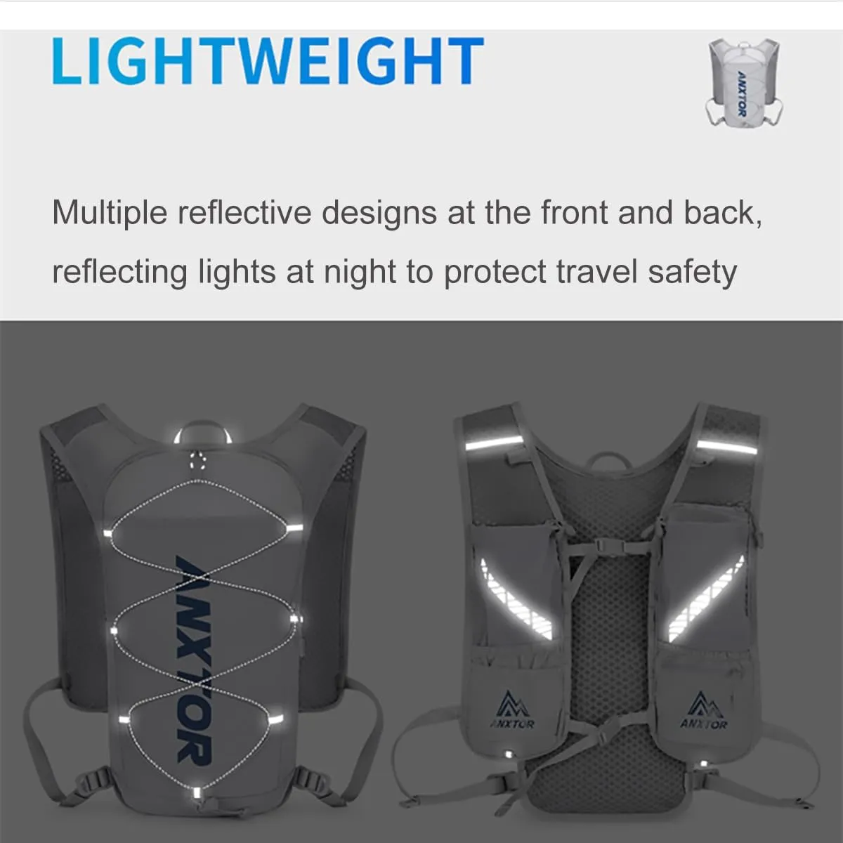 Ultra-Light Running Vest for Women & Men - Running Hydration Vest with Reflective Pockets - Ideal for Running, Hiking & Water Activities - Running Reflective Vest
