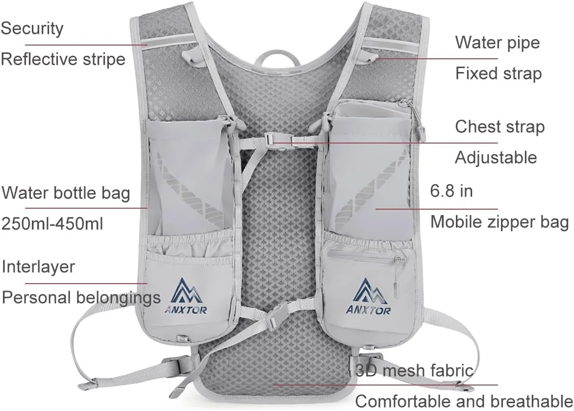 Ultra-Light Running Vest for Women & Men - Running Hydration Vest with Reflective Pockets - Ideal for Running, Hiking & Water Activities - Running Reflective Vest