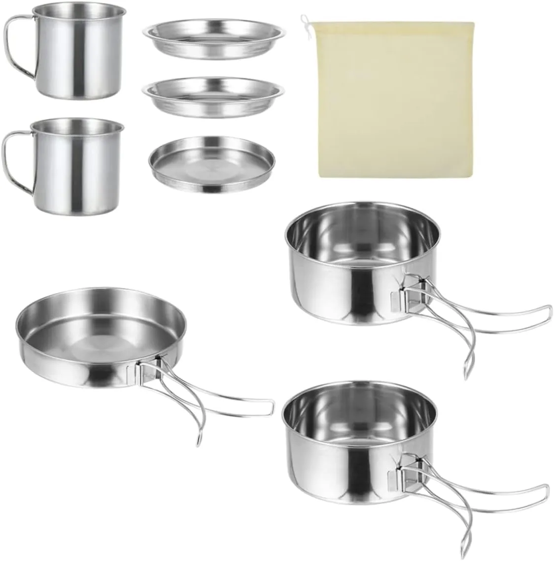 Ultra-Lightweight Outdoor Cooking Set 5-6 Person Camping Pot Pan Kit Titanium Utensils Easy to Clean