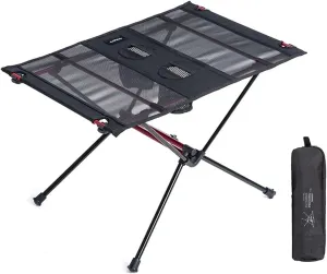 Ultralight Collapsible Aluminum Roll Up Camping Table, Foldable Outdoor Picnic Table, Water-Resistant Oxford Cloth Tablecloth