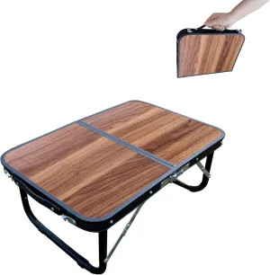 Ultralight Compact Mini Camping Table, Folding Side Low Table for Camp, Portable Table for Picnic,Travel, Beach - Lightweight Foldable Design, Ideal for Sitting on the Floor (Wooden color)