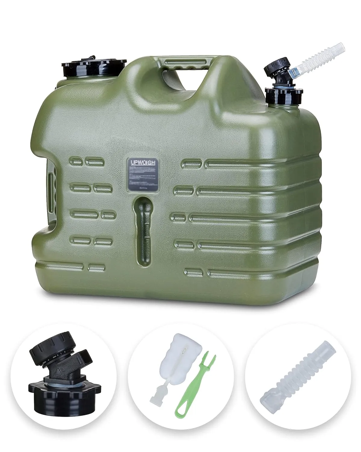 UPWOIGH Camping Water Container, 6.6 Gallon Big Water Jug(25L), Truly No Leakage Water Storage, Military Green Water Tank,BPA Free Overlanding Gear