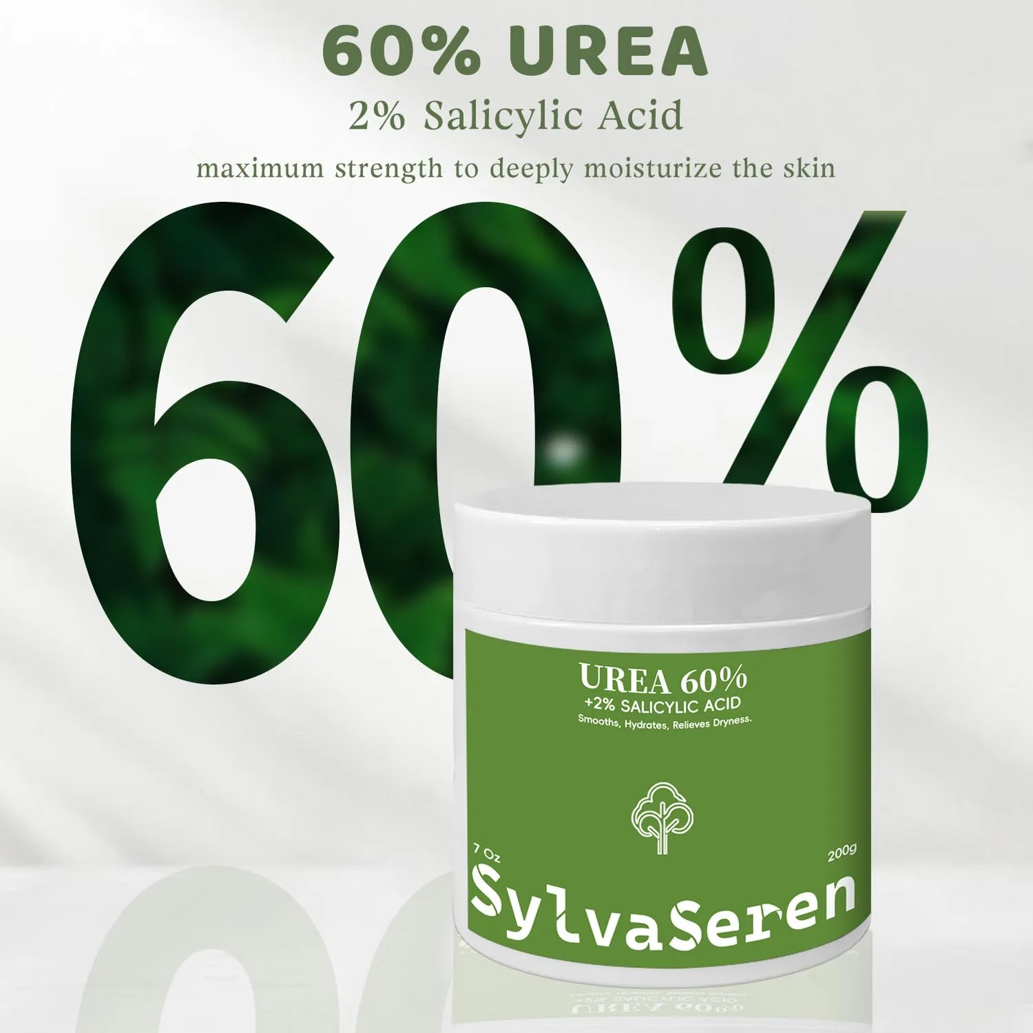 Urea Cream 60 Percent Foot Cream Unscented Maximum Strength For Dry Cracked Heels Plus 2% Salicylic Acid 60% Urea Foot & Hand Lotion With Tea Tree Oil, Coconut Oil, Shea Butter - 7 Oz (white, 2)