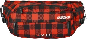 USWE Adjustable Waist Hip Pack Belt, Fanny Pack, Lightweight, Bounce-Free Fit, Zippered Storage Pockets for MTB, Enduro, Hiking, Hydration Bladder Compatible (Not Included) (Flannel Red, 6L)