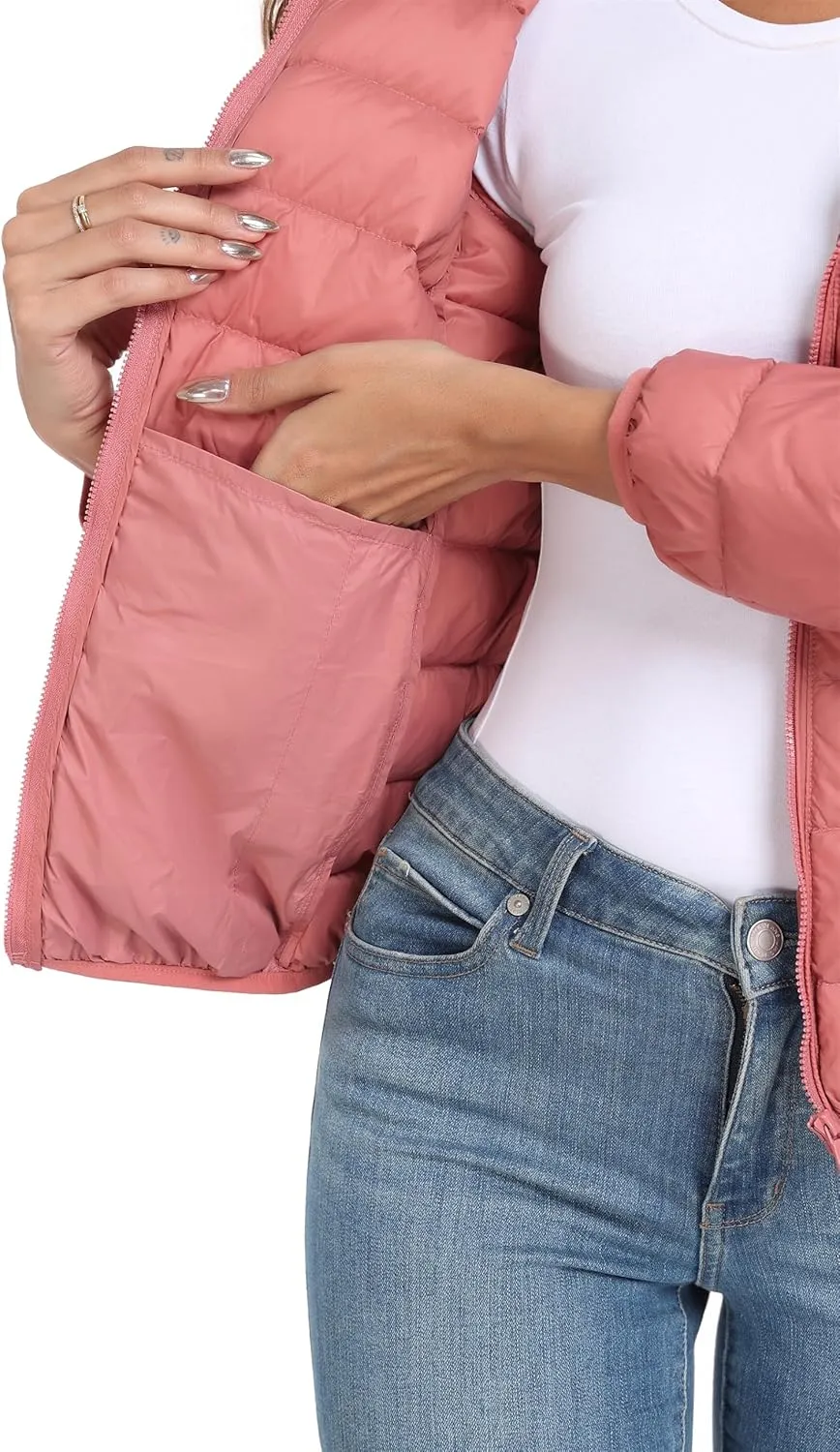 Valennia Women's Short Down Coat Packable Puffer Jacket With Hooded Winter Ultra Light Outerwear