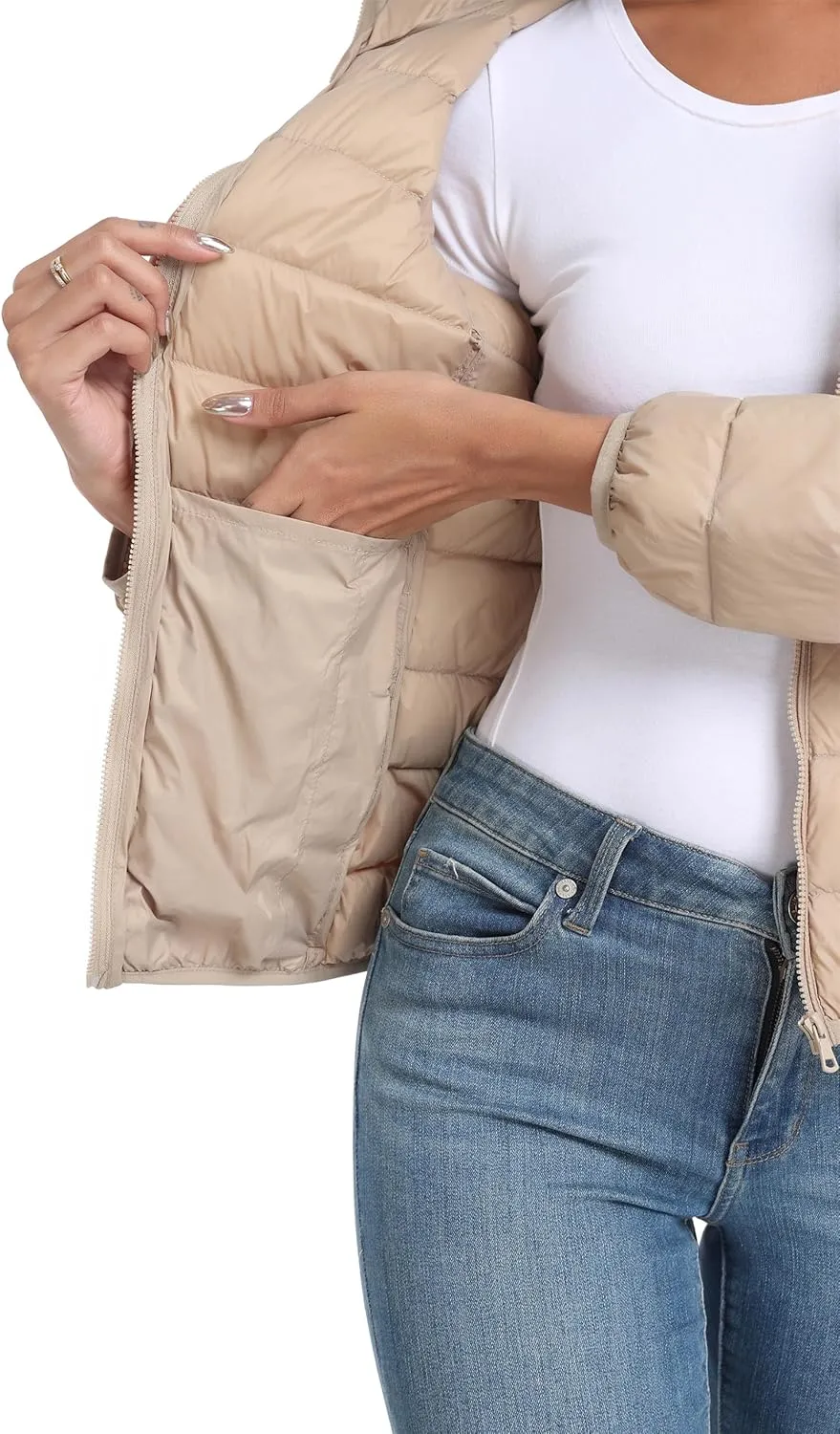 Valennia Women's Short Down Coat Packable Puffer Jacket With Hooded Winter Ultra Light Outerwear