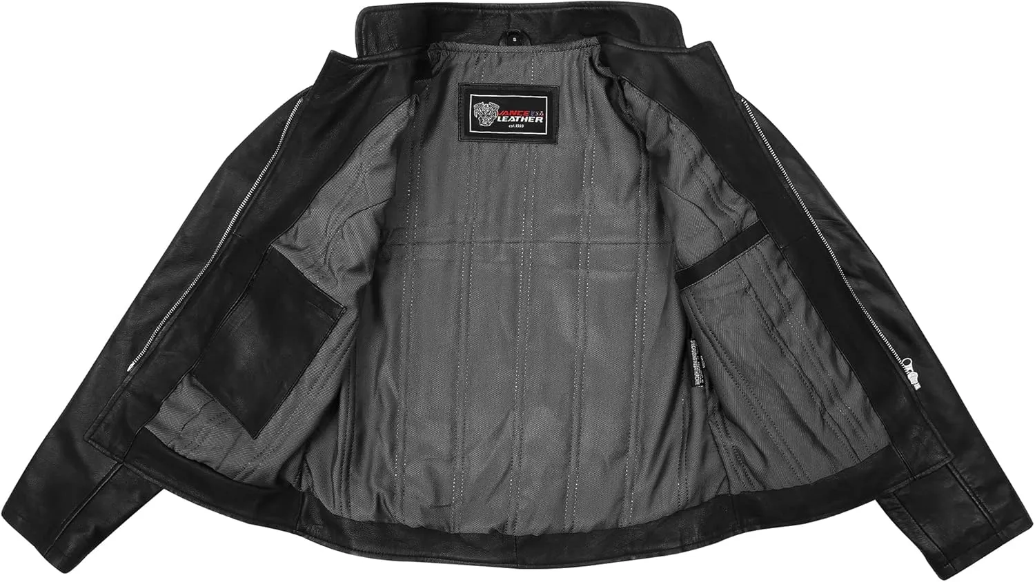 Vance Leather' 'Maya' Ladies Premium Soft Lightweight Black Fitted Leather Jacket