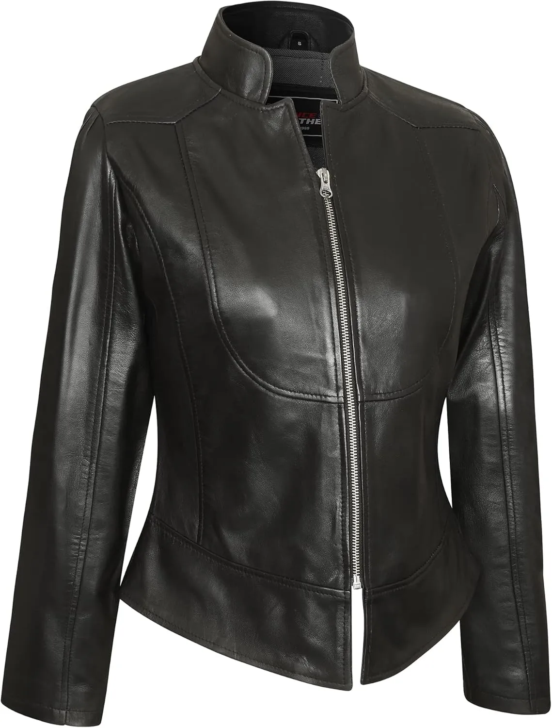 Vance Leather' 'Maya' Ladies Premium Soft Lightweight Black Fitted Leather Jacket