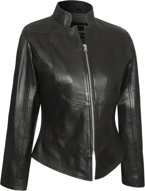 Vance Leather' 'Maya' Ladies Premium Soft Lightweight Black Fitted Leather Jacket