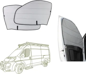 VanEssential Insulated Blackout Front Door Window Covers Designed for RAM Promaster Van Years 2014 to Current Model (Pair) - Cool Gray