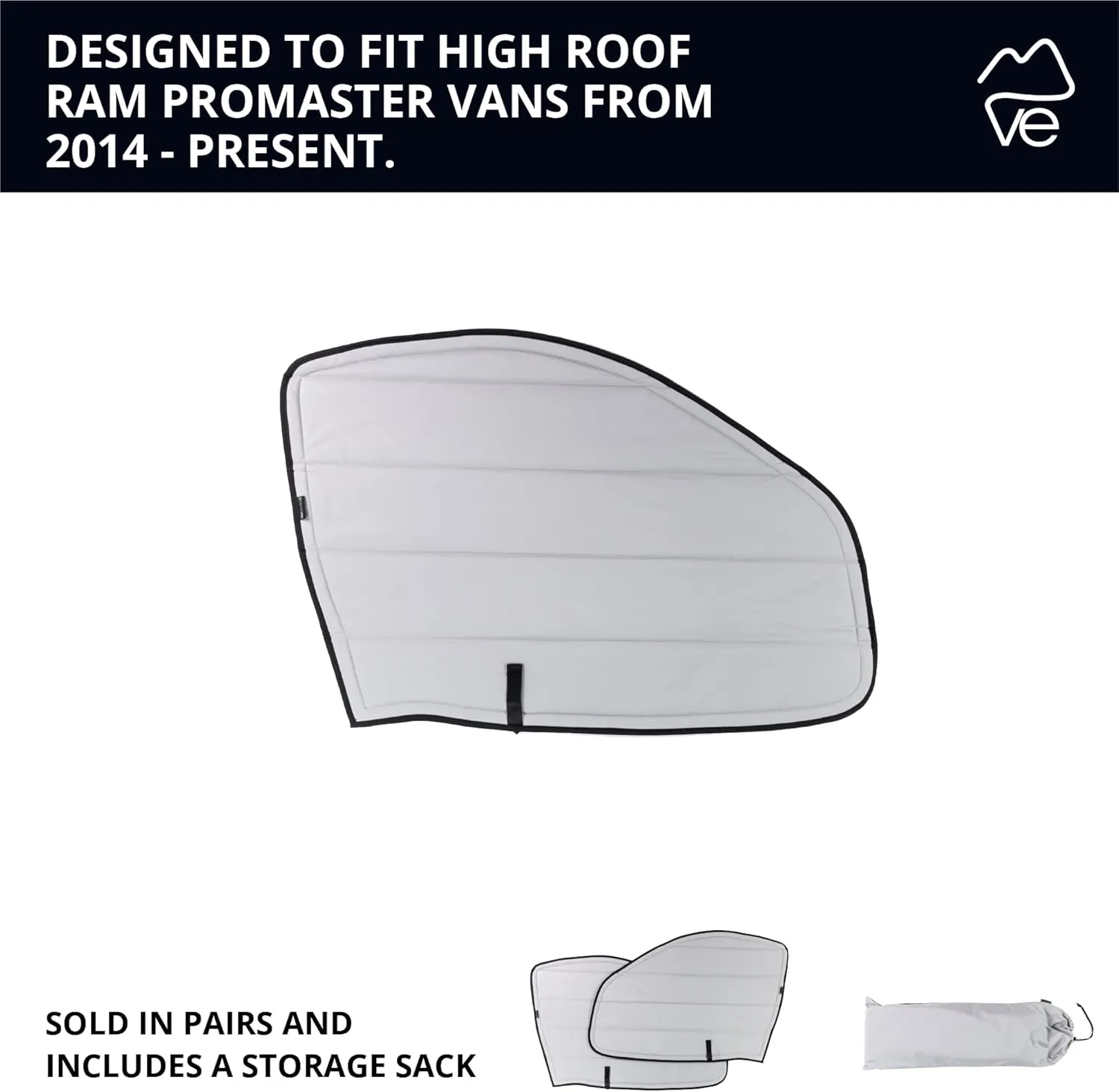 VanEssential Insulated Blackout Front Door Window Covers Designed for RAM Promaster Van Years 2014 to Current Model (Pair) - Cool Gray