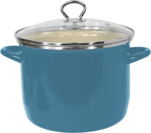 Vasconia EOS 8-Quart Stockpot with Glass Lid (Teal) Soup Pot for All Ranges, Dishwasher & Oven Safe up to 350°F - Non-Reactive Enameled Interior Pot for Gumbo, Stew, Boil, Pasta, Chili