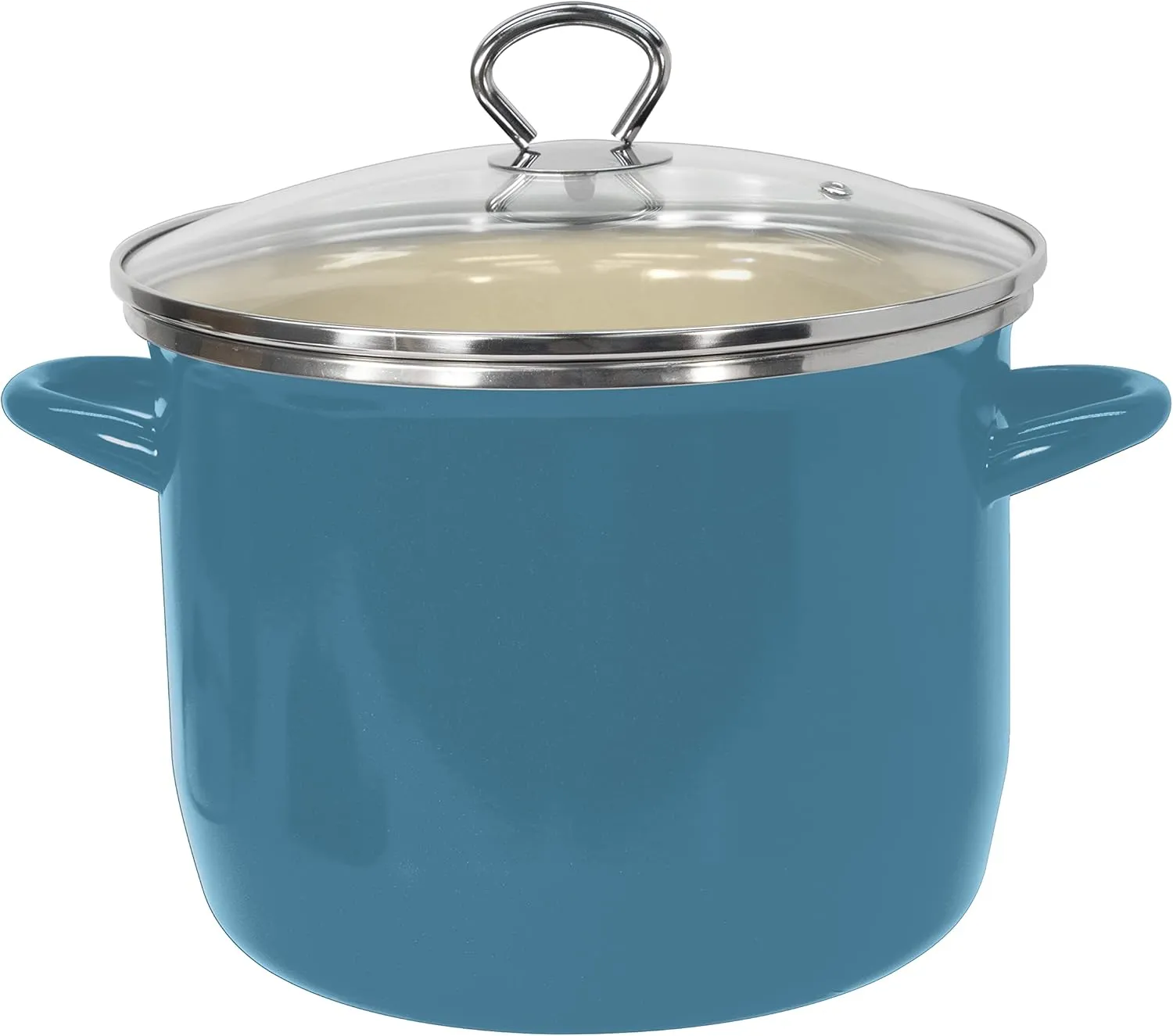 Vasconia EOS 8-Quart Stockpot with Glass Lid (Teal) Soup Pot for All Ranges, Dishwasher & Oven Safe up to 350°F - Non-Reactive Enameled Interior Pot for Gumbo, Stew, Boil, Pasta, Chili