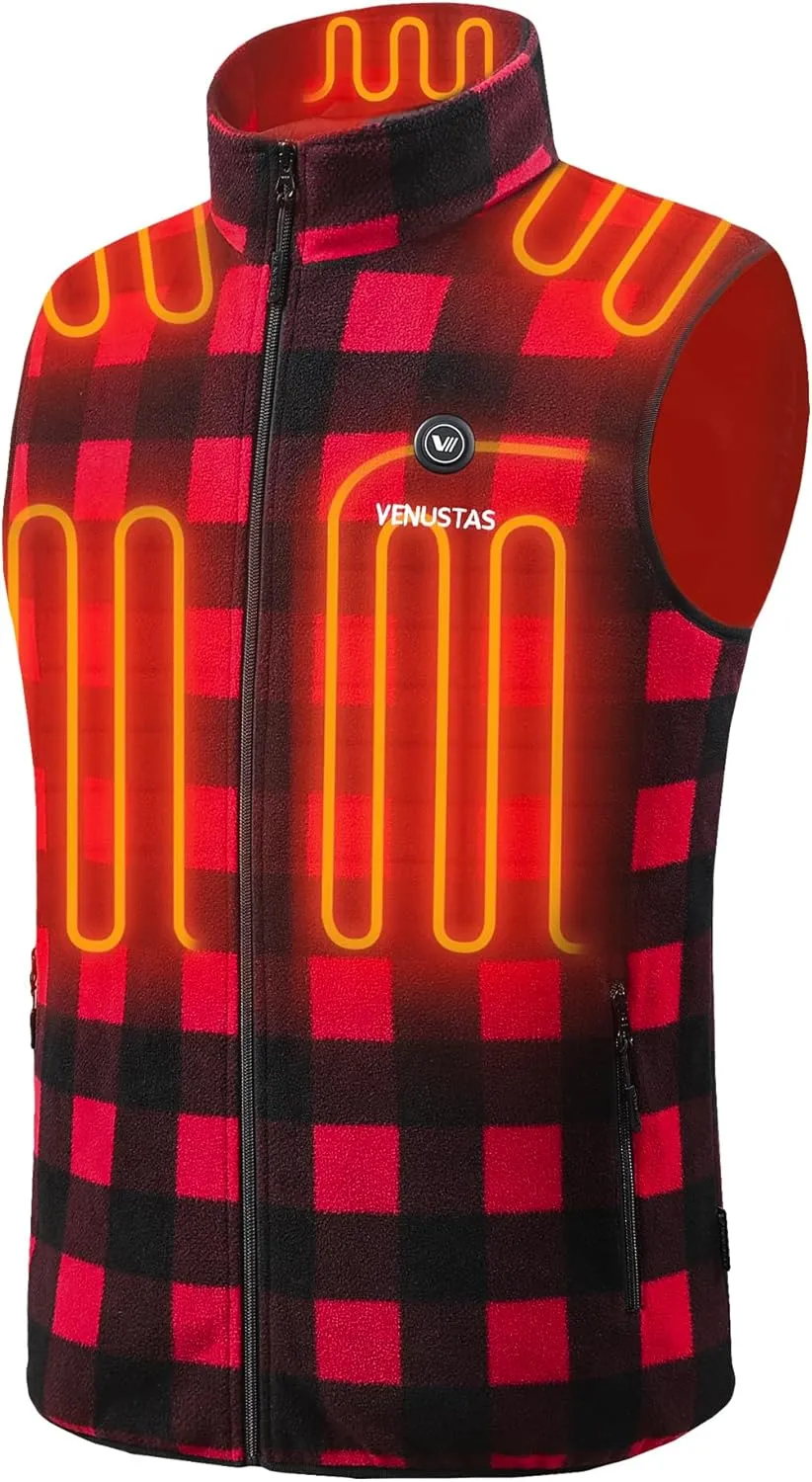 Venustas Men's Fleece Heated Vest with Battery, Lightweight Insulated Electric Vest