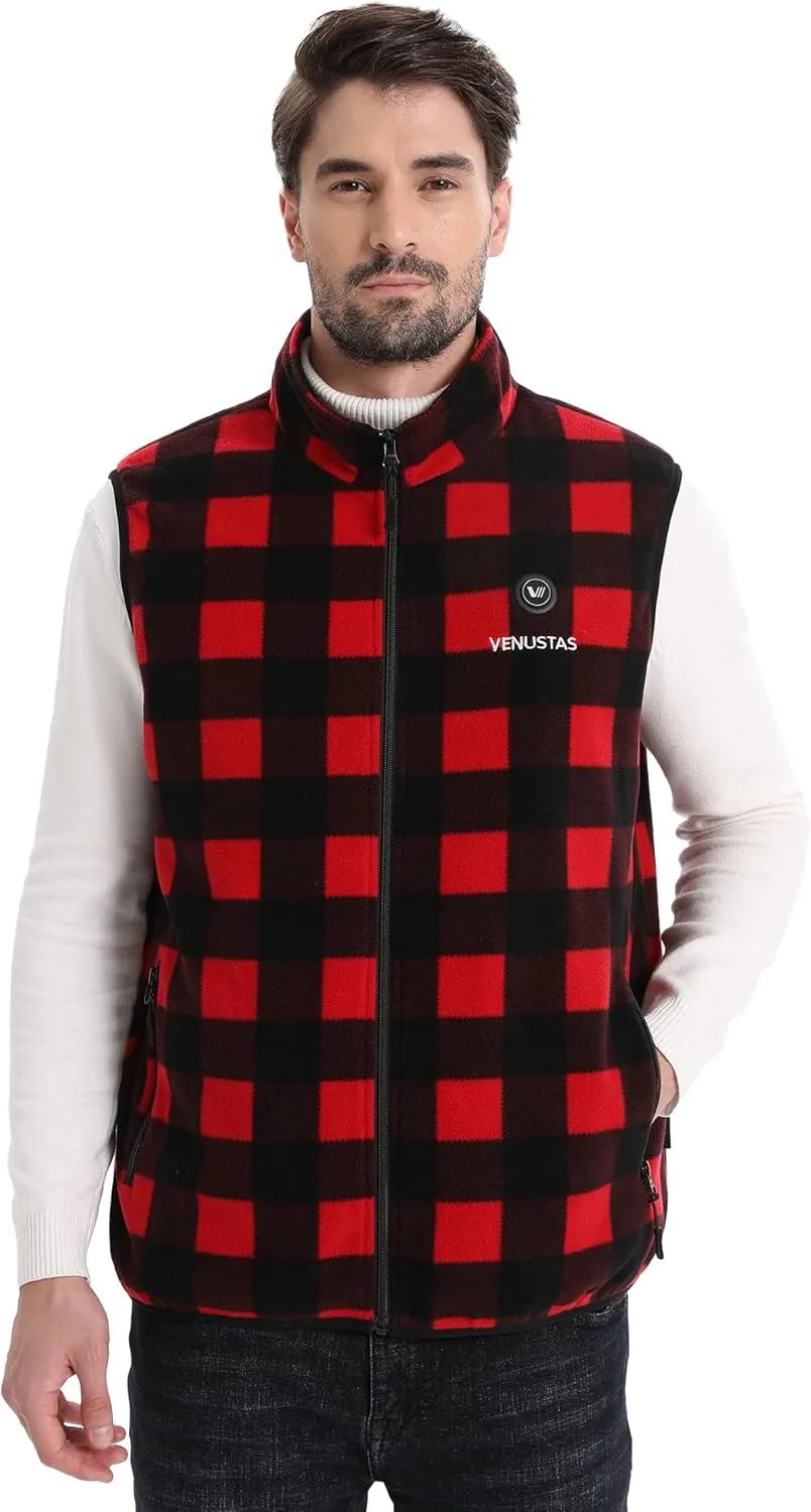 Venustas Men's Fleece Heated Vest with Battery, Lightweight Insulated Electric Vest